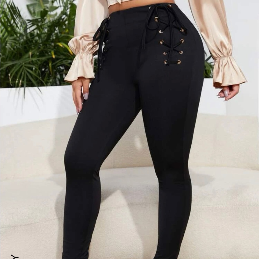 Shein lace up skinny pants